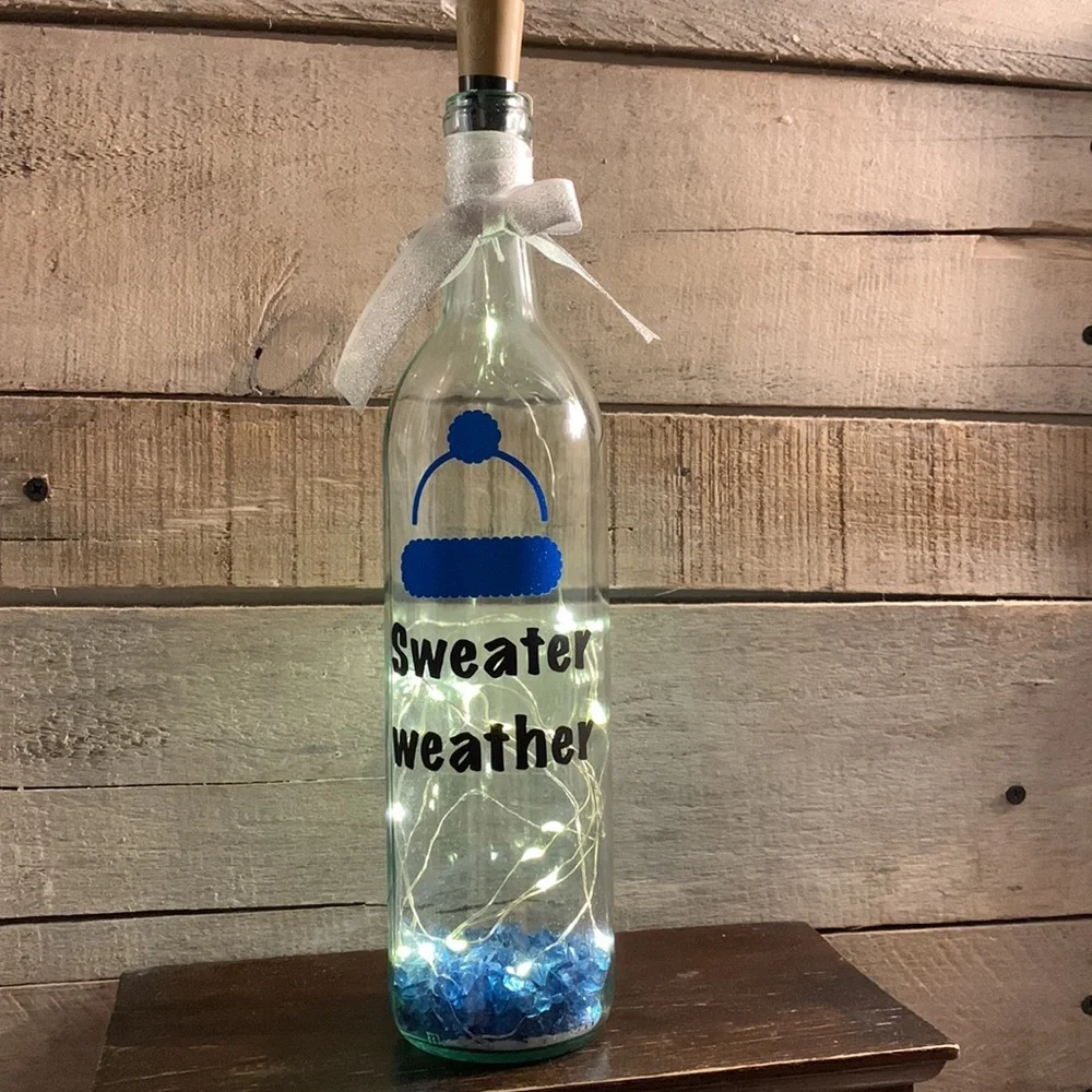 ‘Sweater Weather’ Wine Bottle Lantern